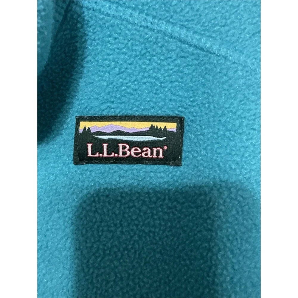 LL Bean Youth Blue Fleece Jacket Full Zip Up Zipper Pockets Size 10/12